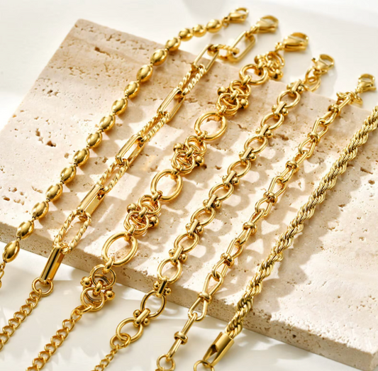 Bold Gold Chain Bracelet Set