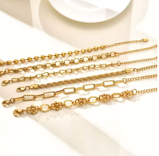 Bold Gold Chain Bracelet Set